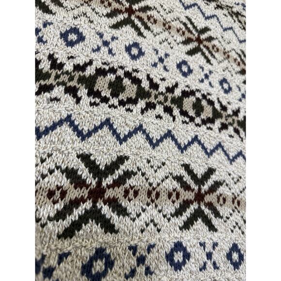 Vintage Liberty Grandpa Sweater Cotton Fair Isle Nordic Fisherman 1990s USA XL - Picture 6 of 11